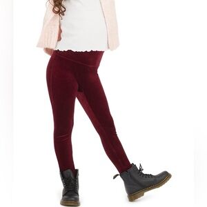 Spanx rich burgundy velvet leggings high rise size medium